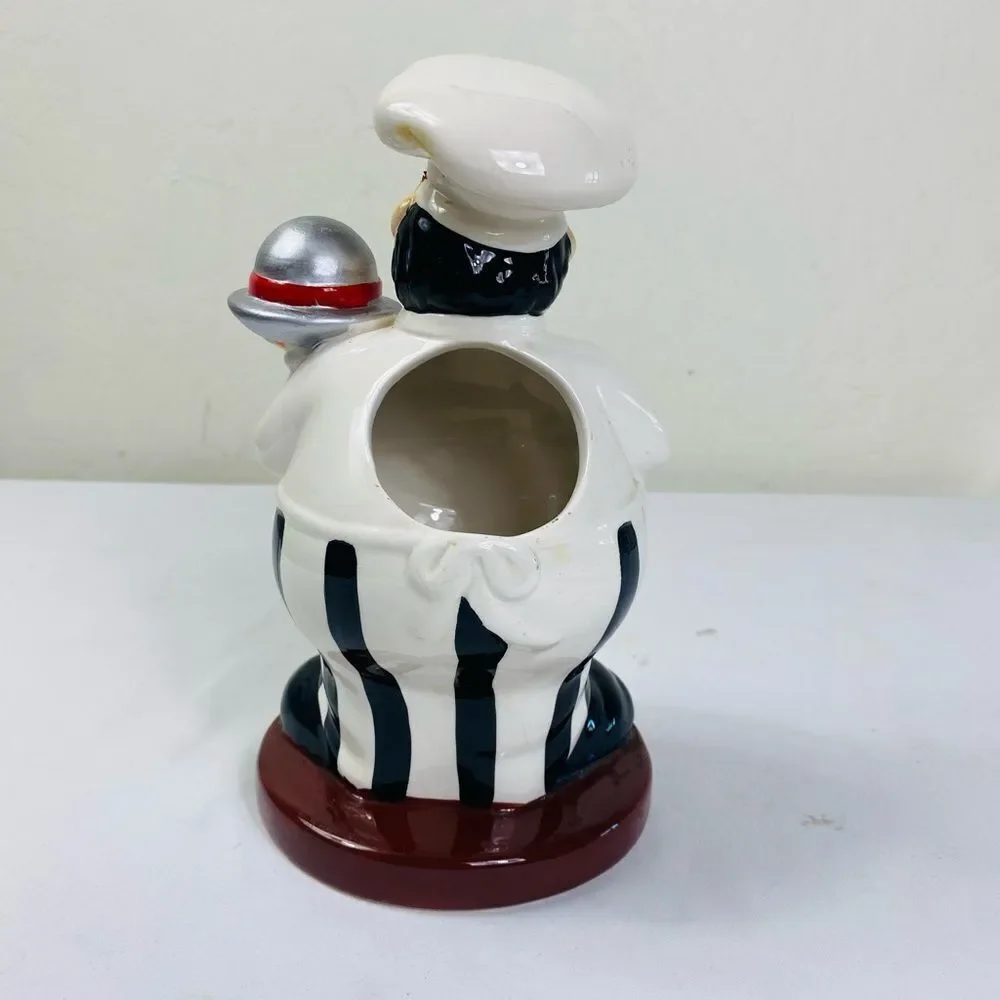 Chef Figurine Utensils Holder Vintage with Spoon and Tray